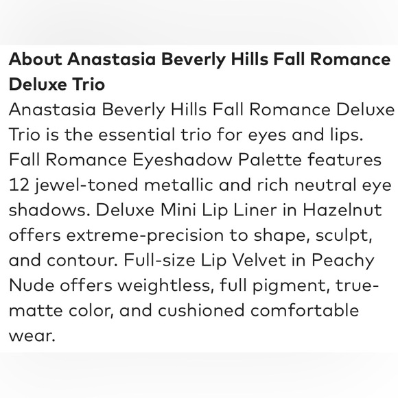 NIB! ANASTASIA BEVERLY HILLS FALL ROMANCE MAKEUP TRIO! 5⭐️’S ON ALL SITES! - Picture 13 of 14